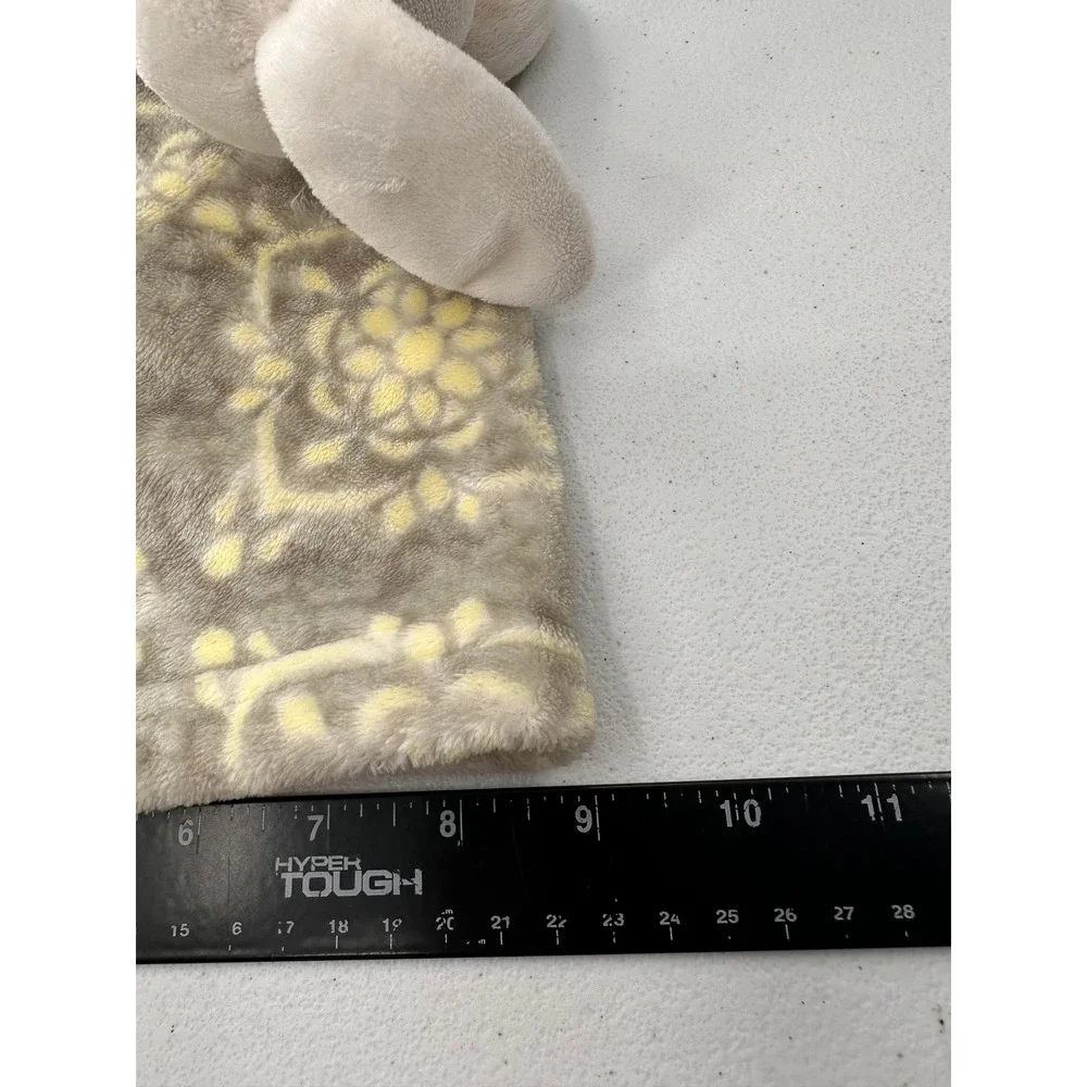 Blankets & Beyond Bunny Lovey Security Blanket Gray Yellow Floral Plush Kids Toy